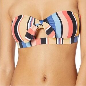 RIP CURL SURF MULTI COLOR COLORFUL KEYHOLE STRAPLESS BANDEAU BIKINI TOP SMALL